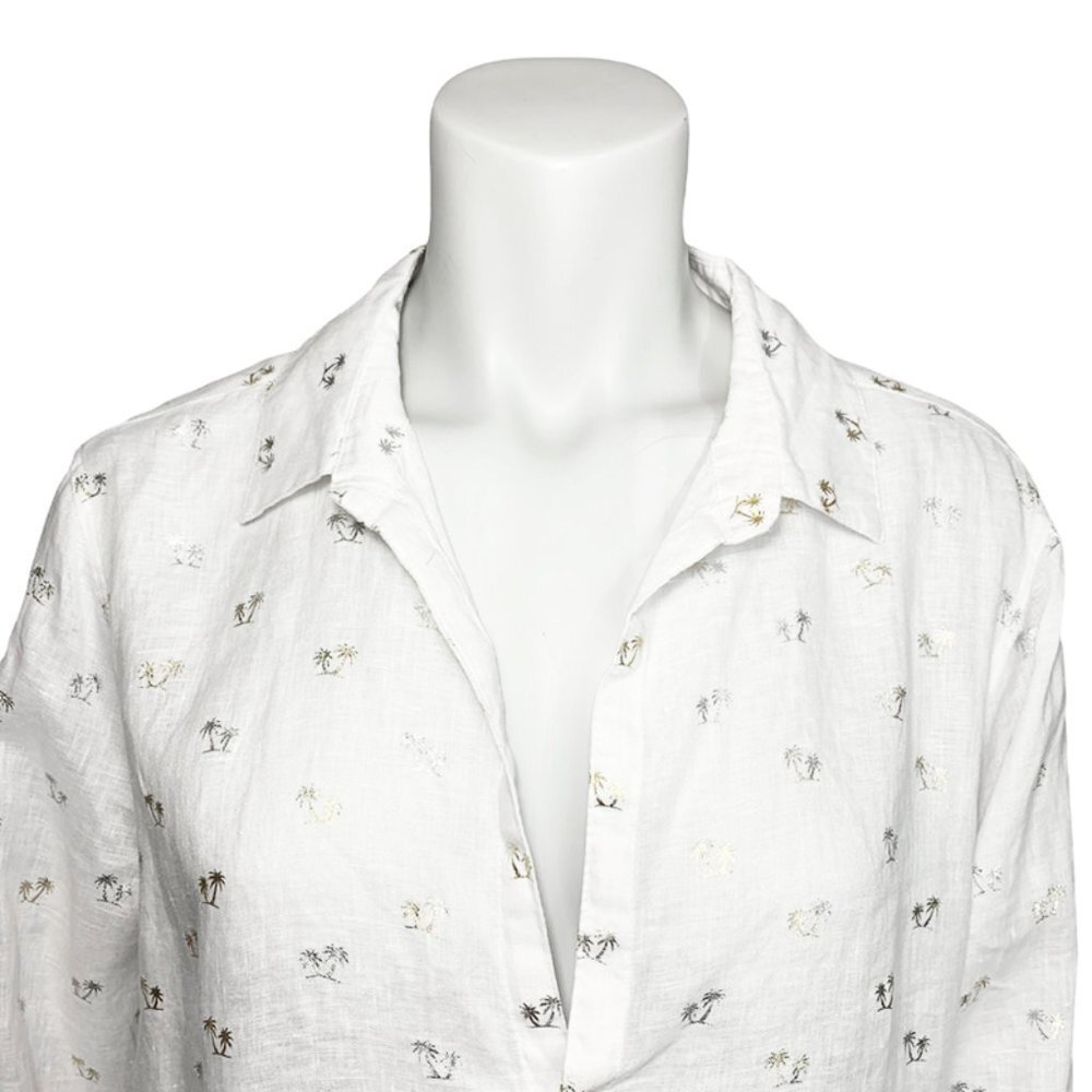 FOR CYNTHIA Linen Tunic With Metallic Palm Trees - Picture 2 of 5